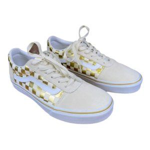 VANS Old Skool Gold Checkered Skate Shoe, Womens 7.5